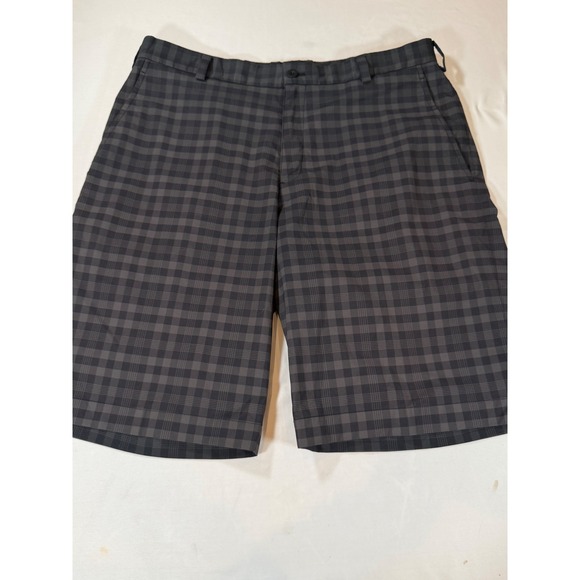 Nike Other - Nike‎ Golf Dri-FIT Plaid Shorts Mens 34 Grey Black Check Flat Front Performance